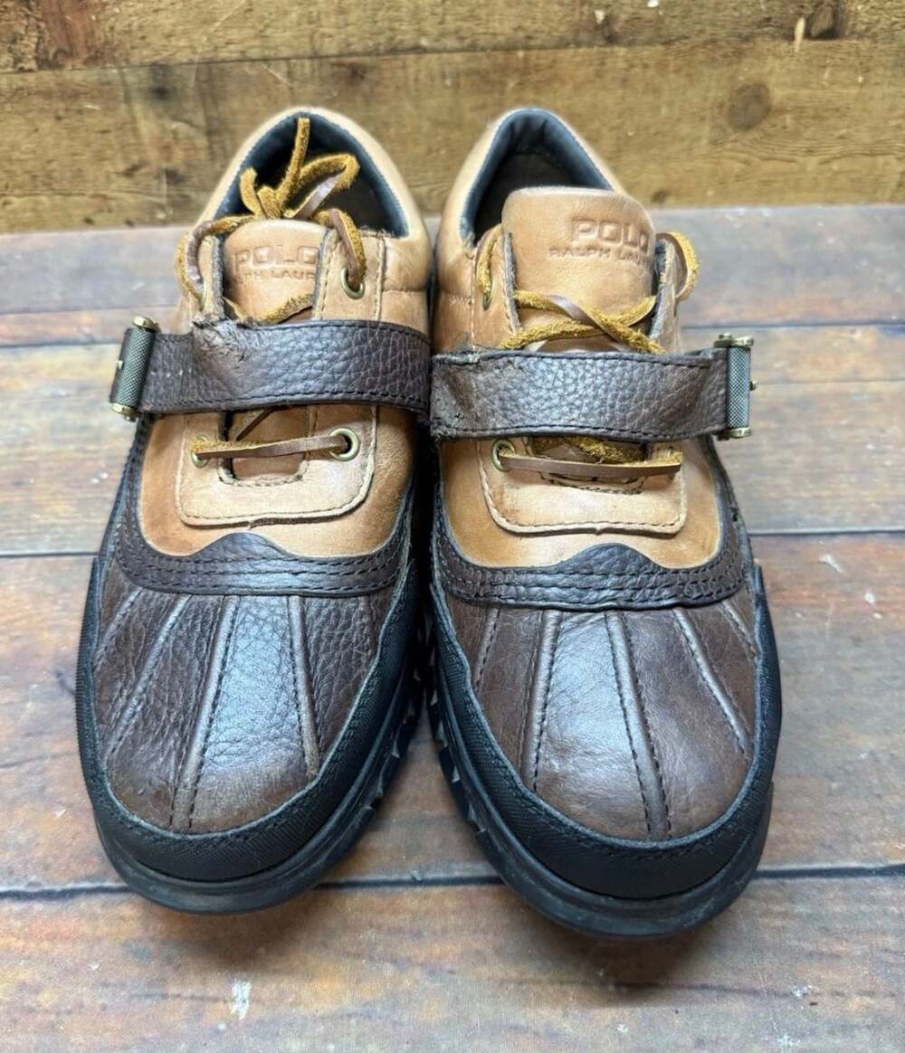 Polo Ralph Lauren Dover Leather Duck Boots Brown Tan size 10